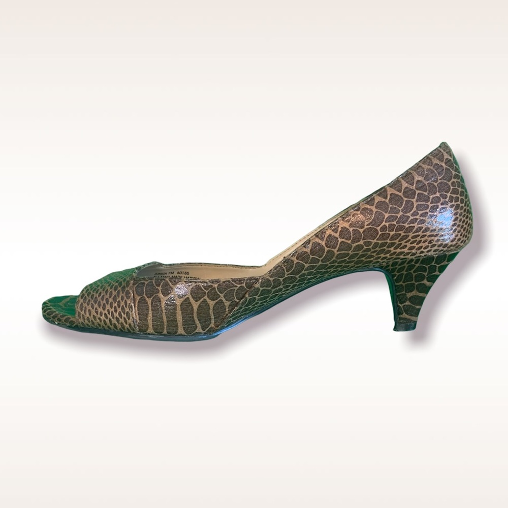 Brown Peep-toe Kitten Heel Size 7